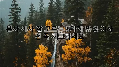본사 이사 잘 고르는 5가지 방법! 이사 전 꼭 체크하세요!